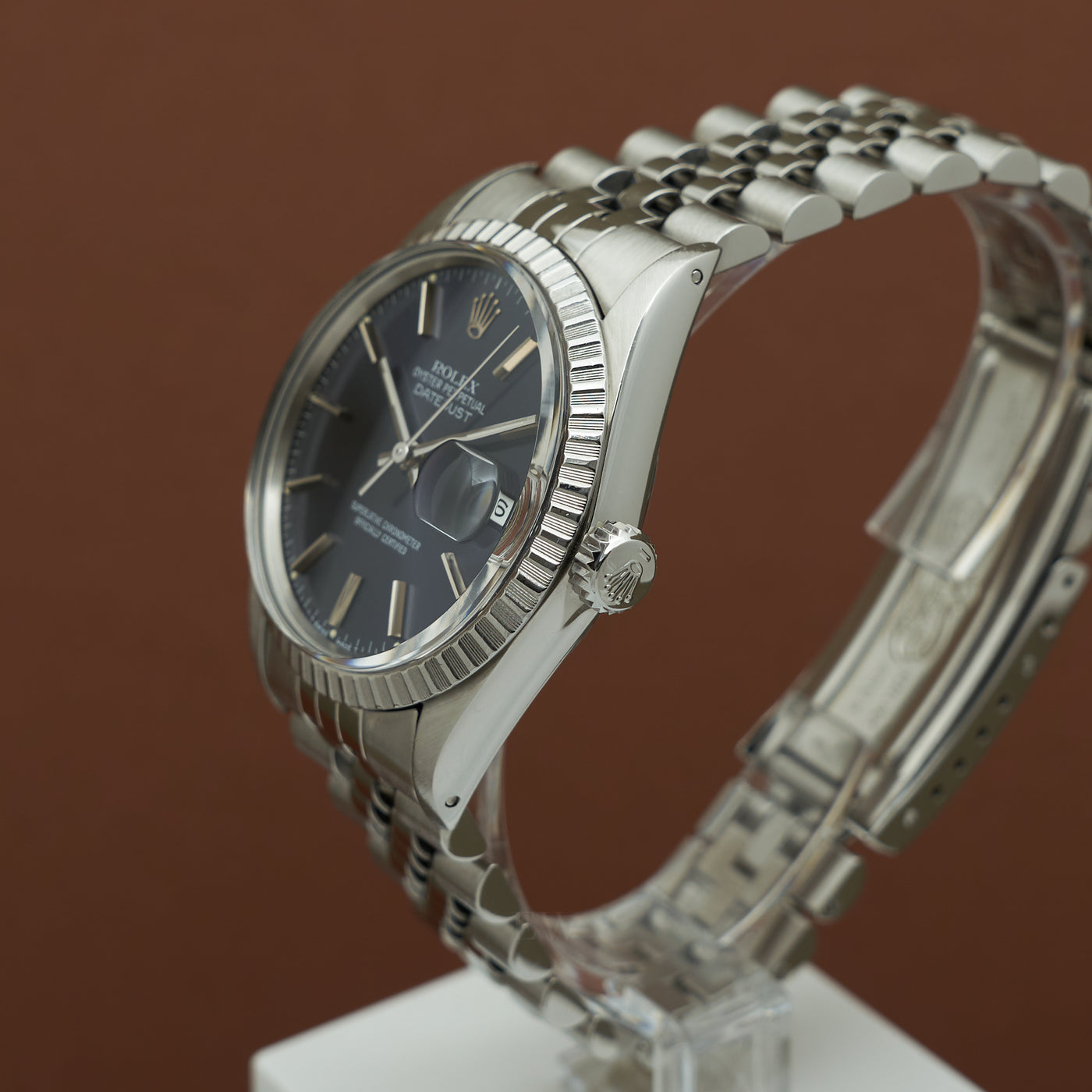 Rolex Datejust blue dial ref. 16030 case and crown