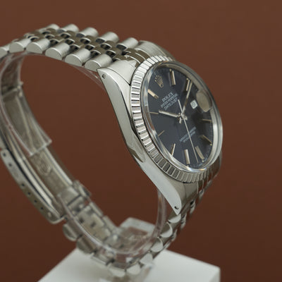 Rolex Datejust blue dial ref. 16030 case side